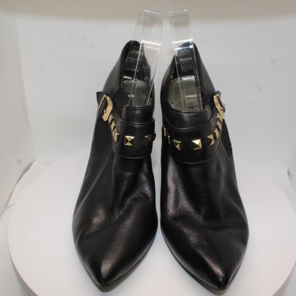 GUESS T Pyramid Studded Sz 8.5M Black Leather Ankle Booties Stilettos Heels #144 - Picture 8 of 16